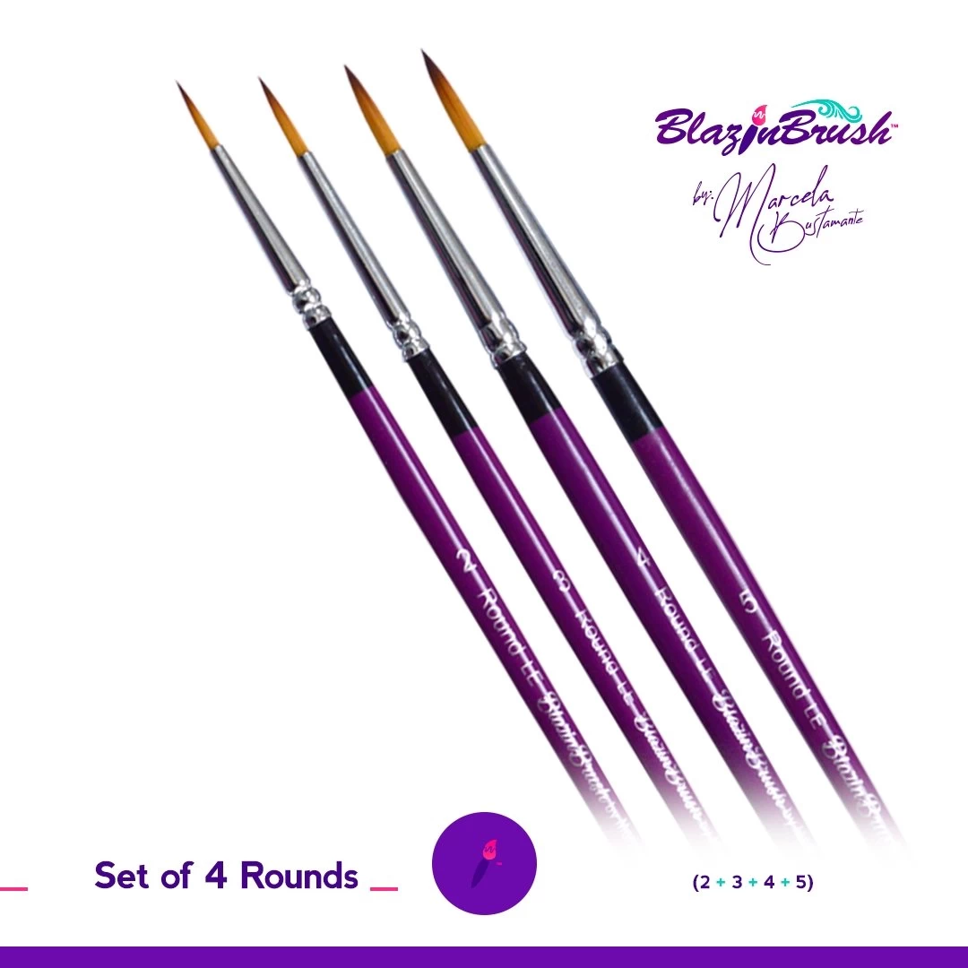 Blazing Brush Set 4 Round By Marcela Bustamante