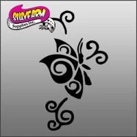 Butterfly15 (butterfly With Swirls) Glitter Tattoo Stencil 10 Pack