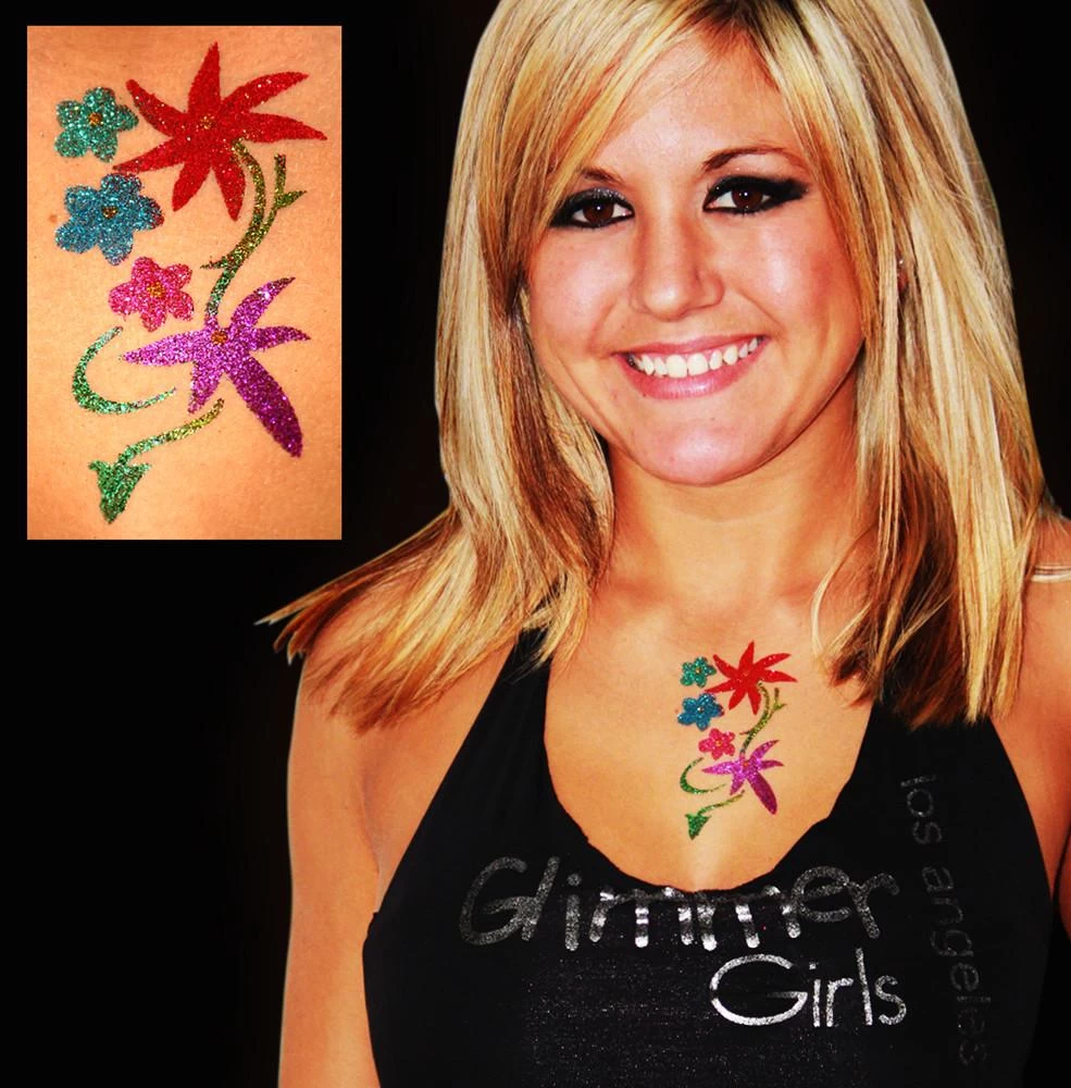 Girls Assorted Glitter Tattoo Stencil 50 Pack - Image 2