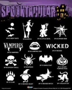 Glimmer Body Art Spooktacular Glitter Tattoo Stencil & Poster Set