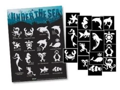Glimmer Body Art Under The Sea Glitter Tattoo Stencil & Poster Set