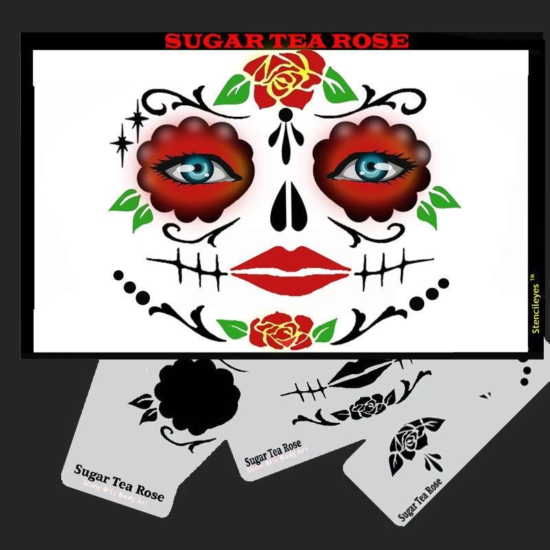 Sugar Tea Rose Stencil Eyes Stencil