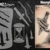 Wiser's Hourglass & Dagger Airbrush Tattoo Pro Stencil Series 2
