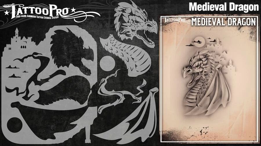 Wiser's Medieval Dragon Tattoo Pro Stencil Series 3