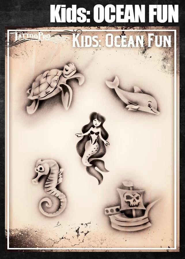Wiser's Ocean Fun Airbrush Tattoo Pro Stencil- Kids Series - Image 2