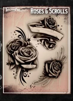 Wiser's Roses & Scrolls Tattoo Pro Stencil Series 1